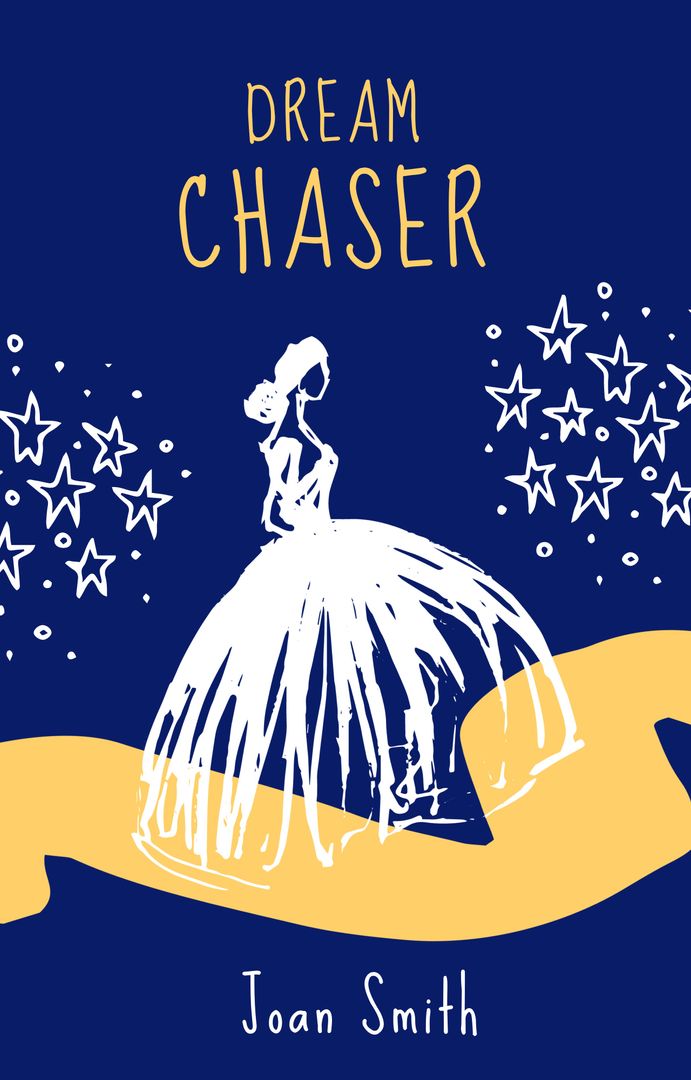 Whimsical Cover Design with Woman Chasing Dreams Amid Stars - Download Free Stock Templates Pikwizard.com