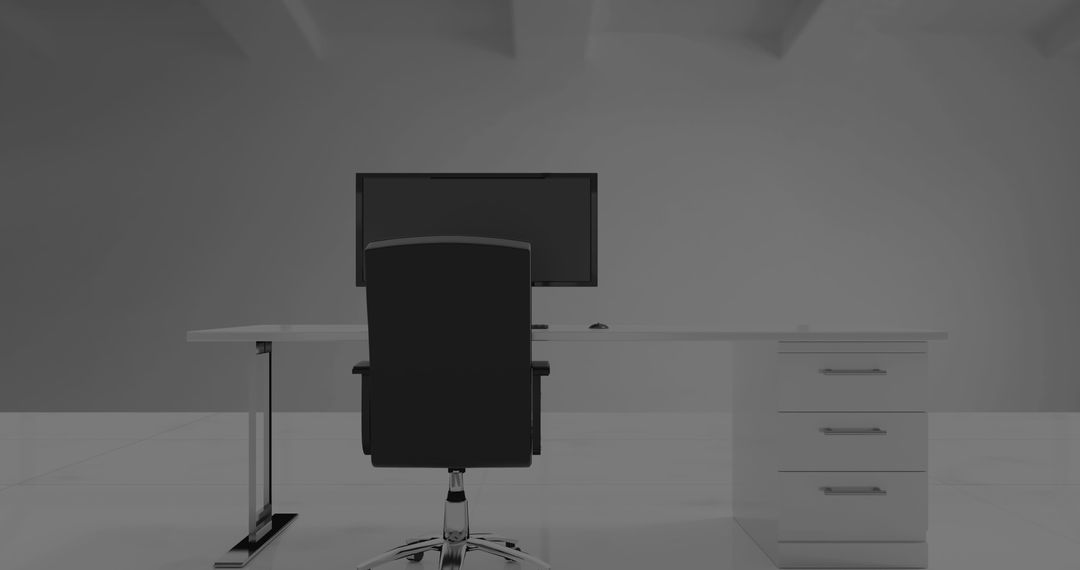 Modern Office Desk with Digital Network Overlay