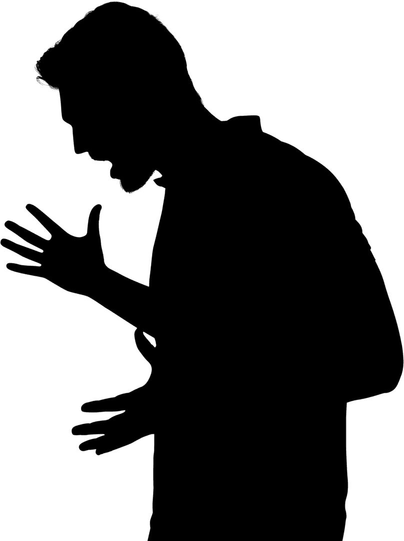 Transparent Outline of Angry Man Shouting Expressing Stress