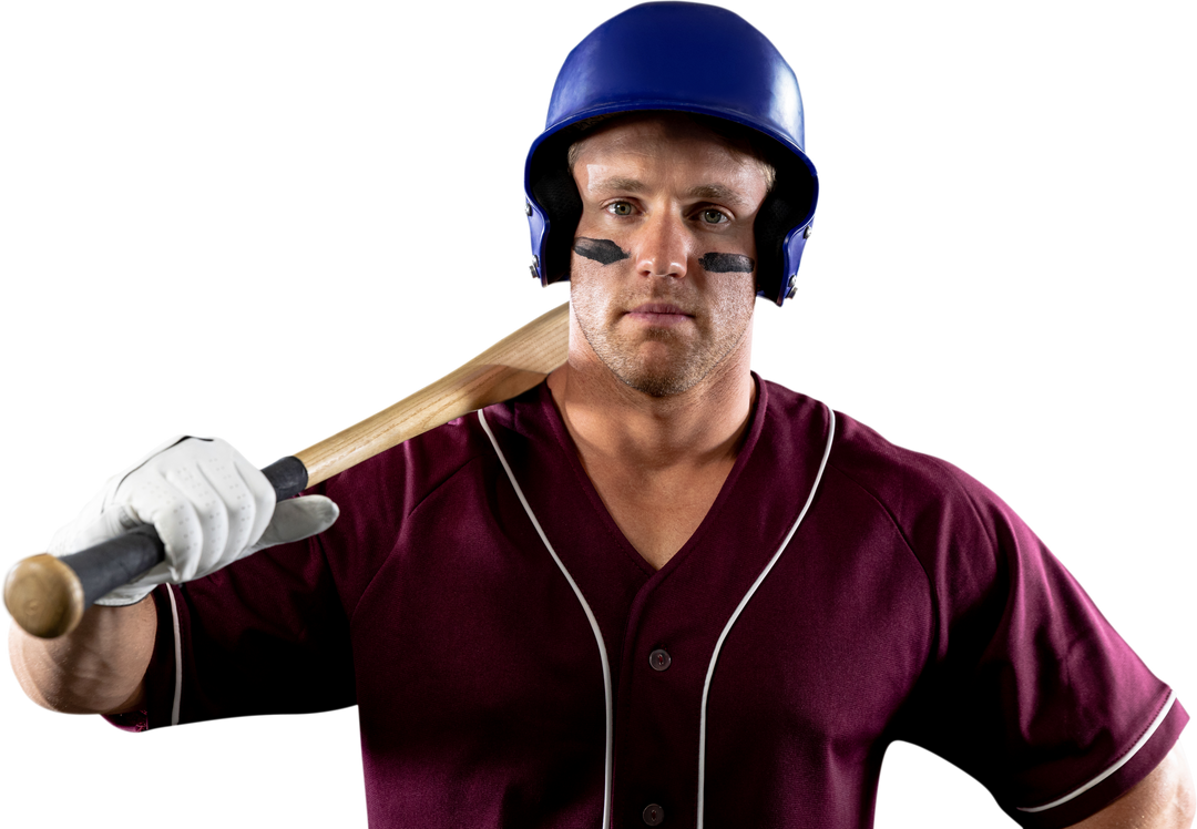 Transparent Close up of Male Baseball Player with Bat on Shoulder - Download Free Stock Images Pikwizard.com