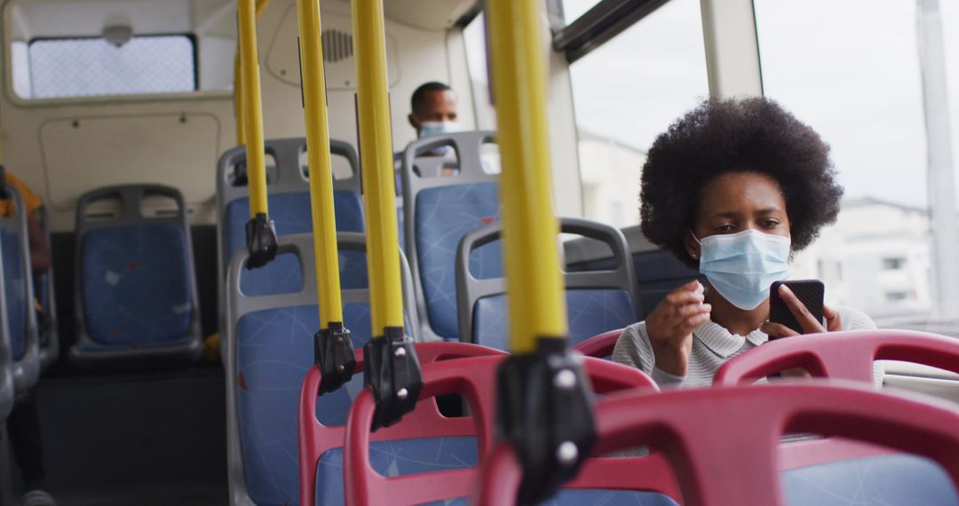Masked Commuter Riding Bus during Pandemic Times
