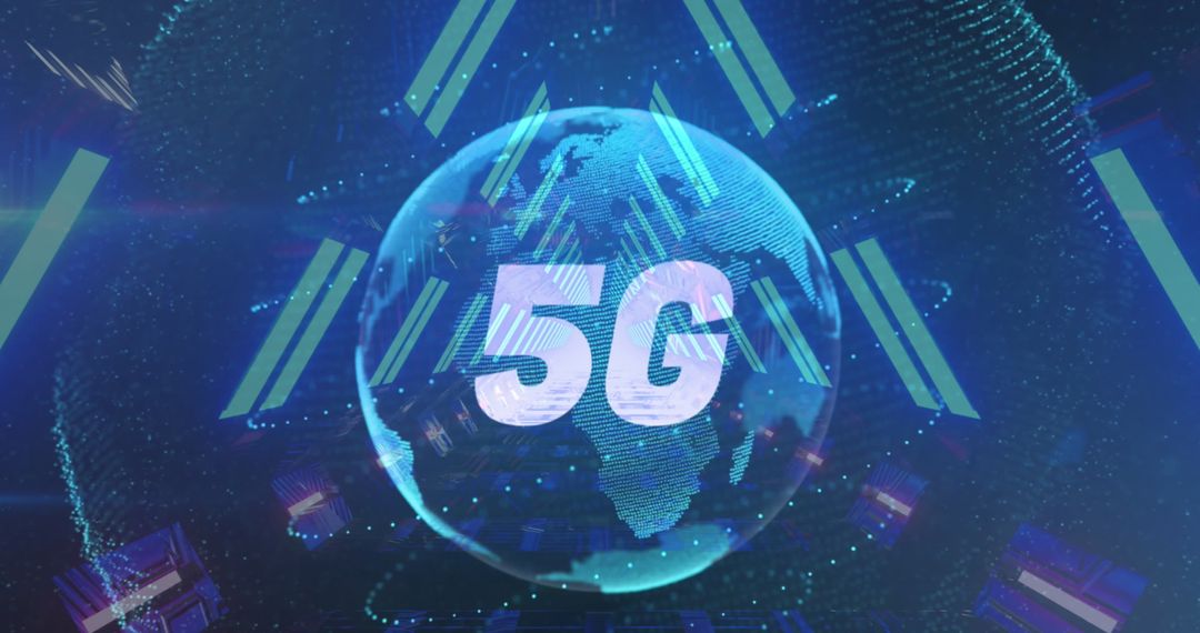 Digitally Generated Spinning Globe Representing 5G Connectivity
