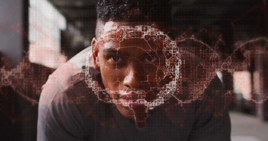 Tired Athlete with Futuristic Brain Interface