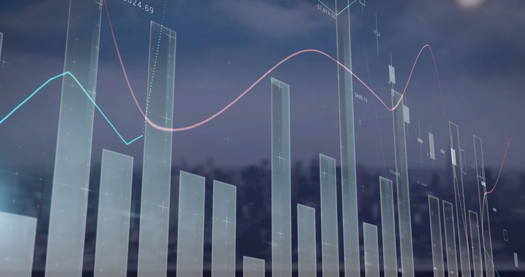 Digital Interface Showing Global Data Connections Over Cityscape