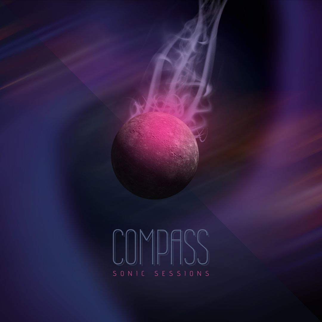 Cosmic Sphere with Vapor Trail on Abstract Dark Background