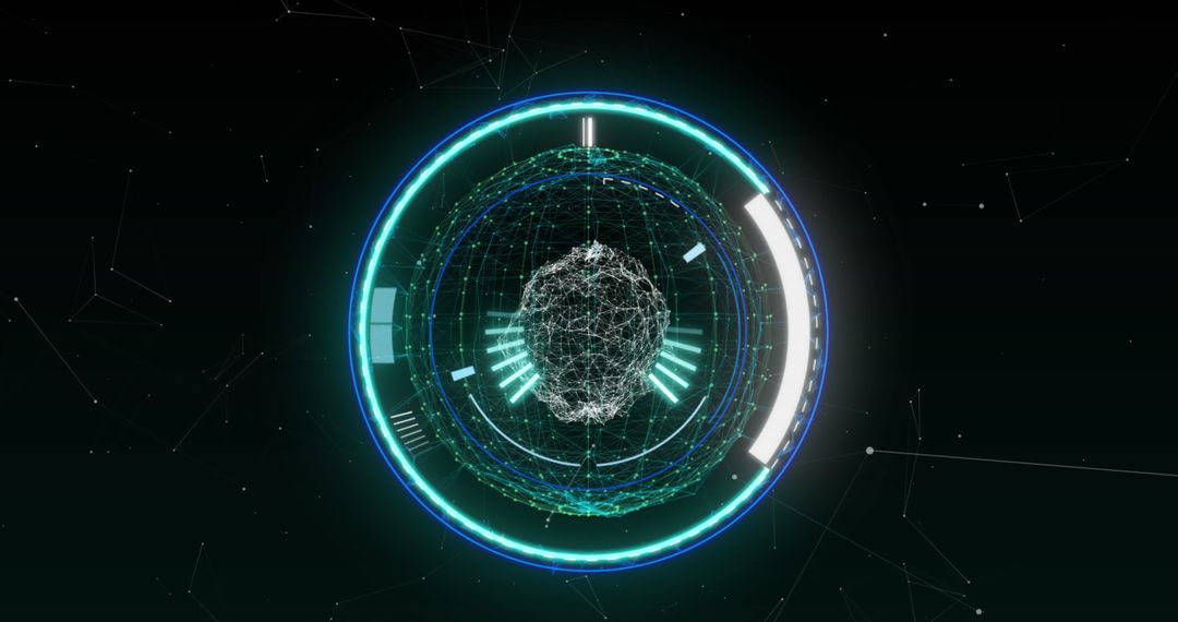 Futuristic Digital Interface with Spinning Data Globe