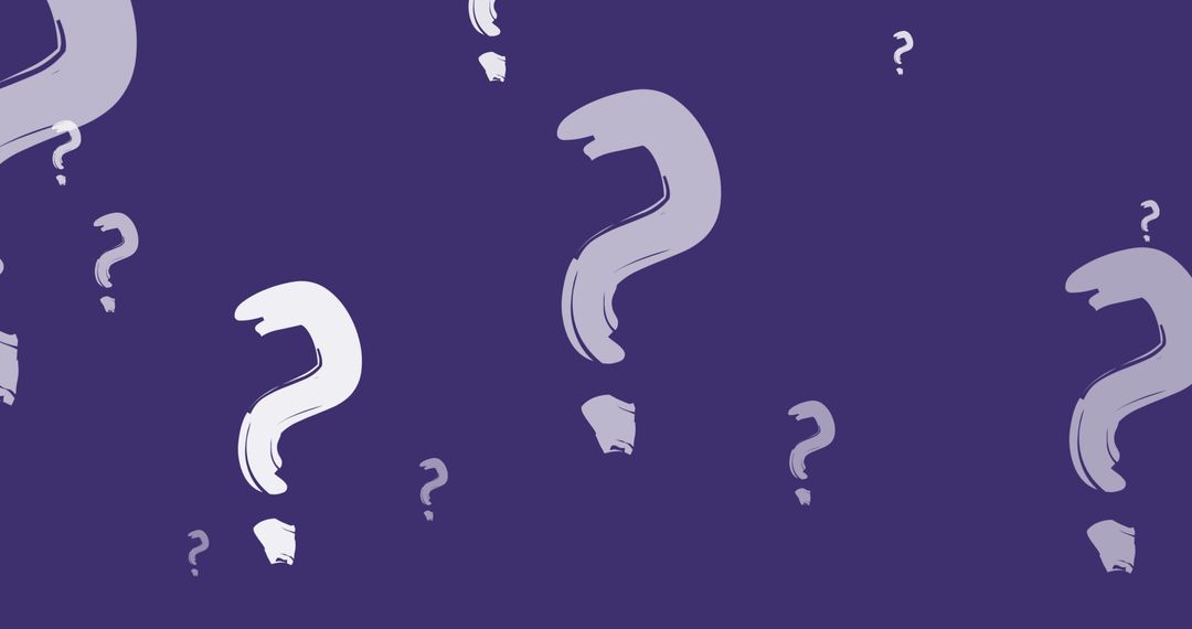 Floating Hand Drawn Question Marks on Purple Background
