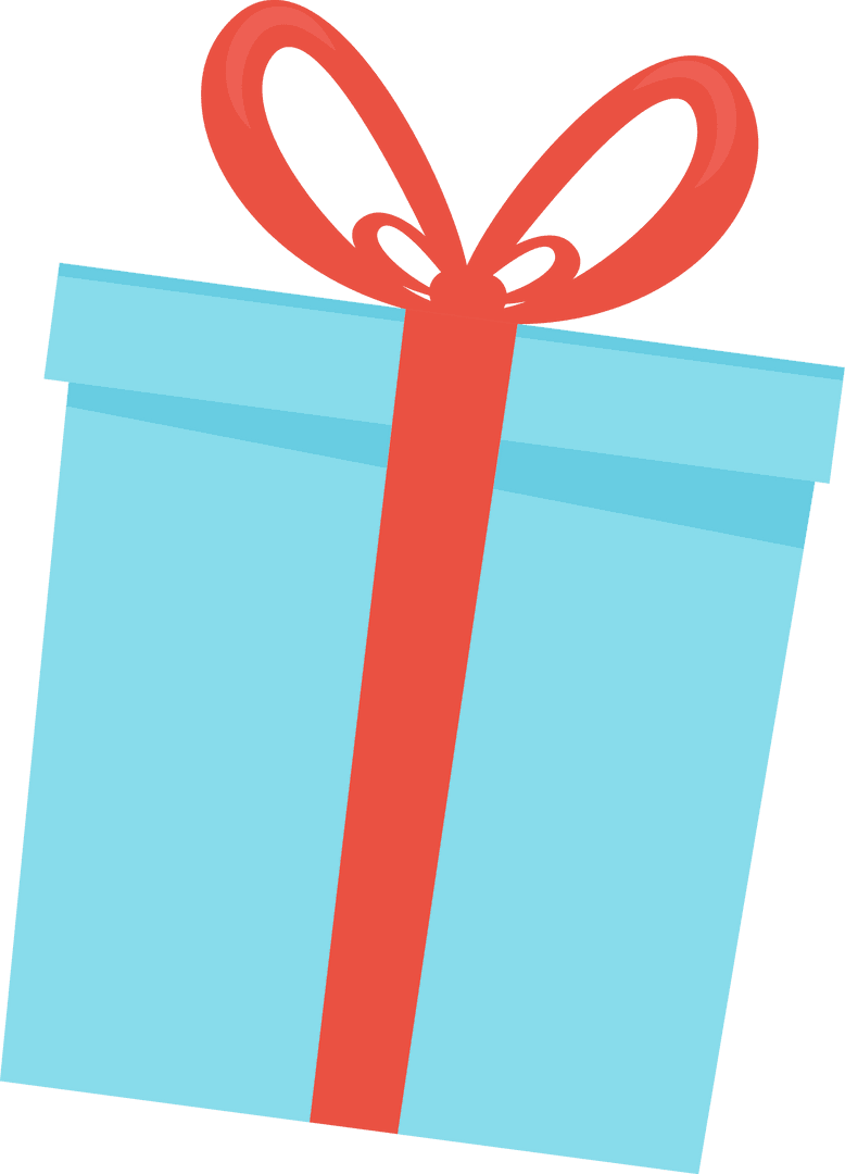 Transparent Gift Box with Red Ribbon Bow Floating Against Clear Background