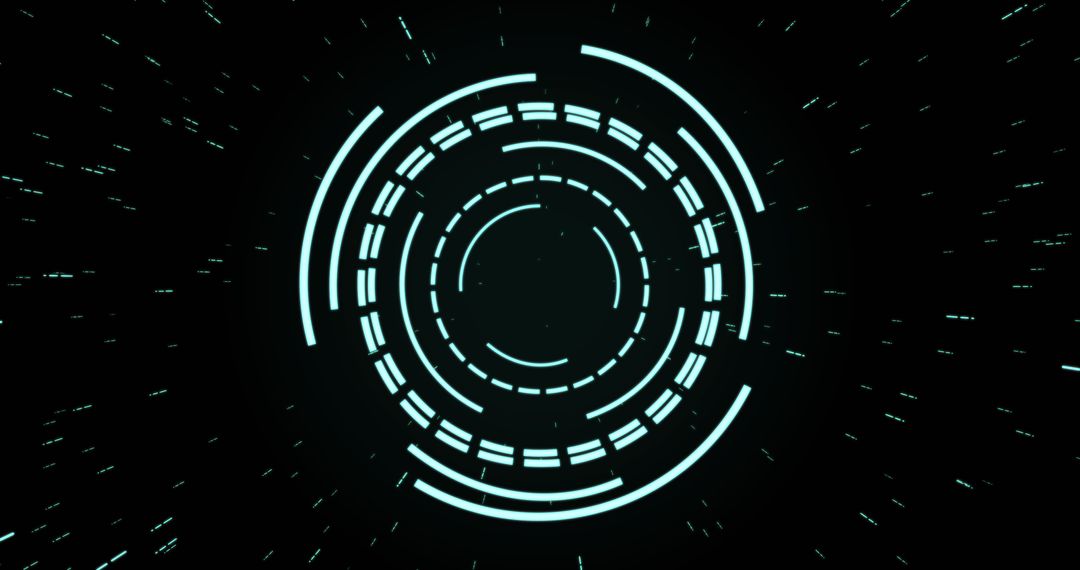 Futuristic Digital Interface with Pulsating Circular HUD Display