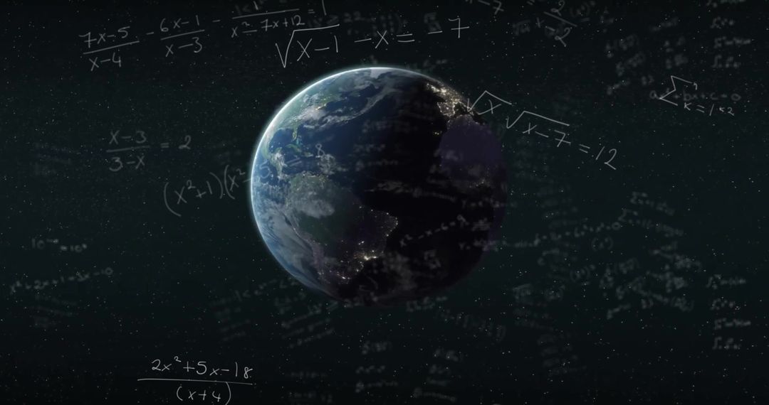 Mathematical Formulas Surrounding Planet Earth in Space