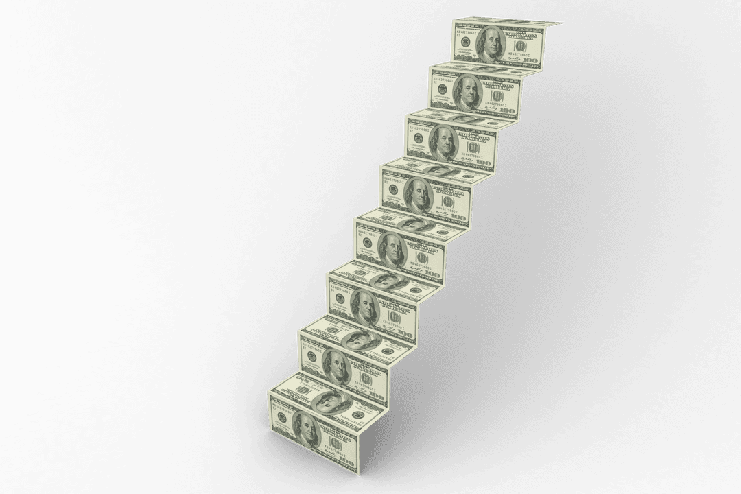 Transparent Dollar Staircase Symbolizing Financial Growth