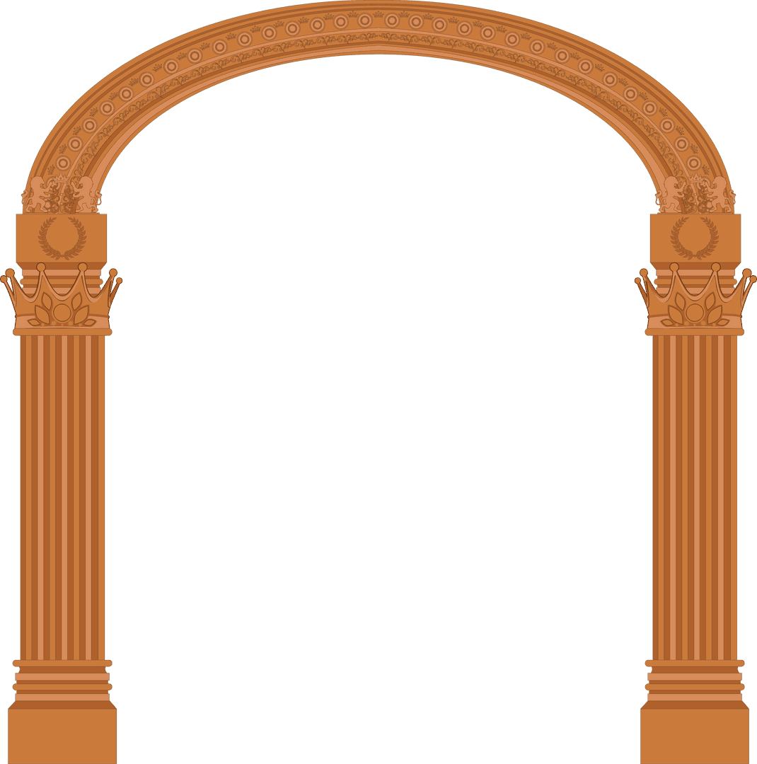 Classical Arch with Fluted Columns on Transparent Background