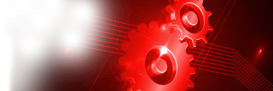Red Cogs and Lines on Transparent Background
