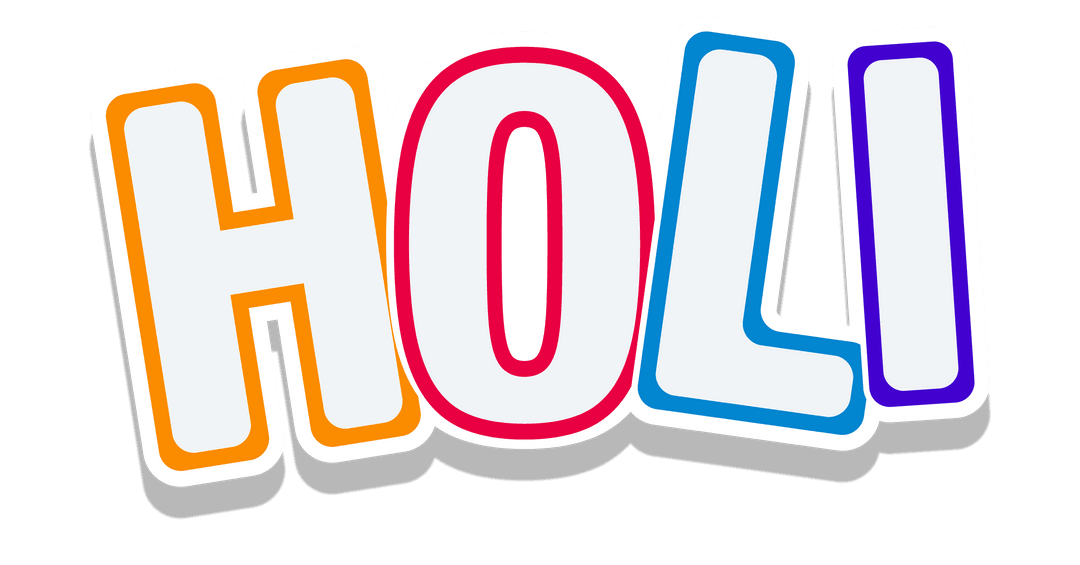 Playful Celebrate HOLI Letters with Color Outlines on Transparent Background