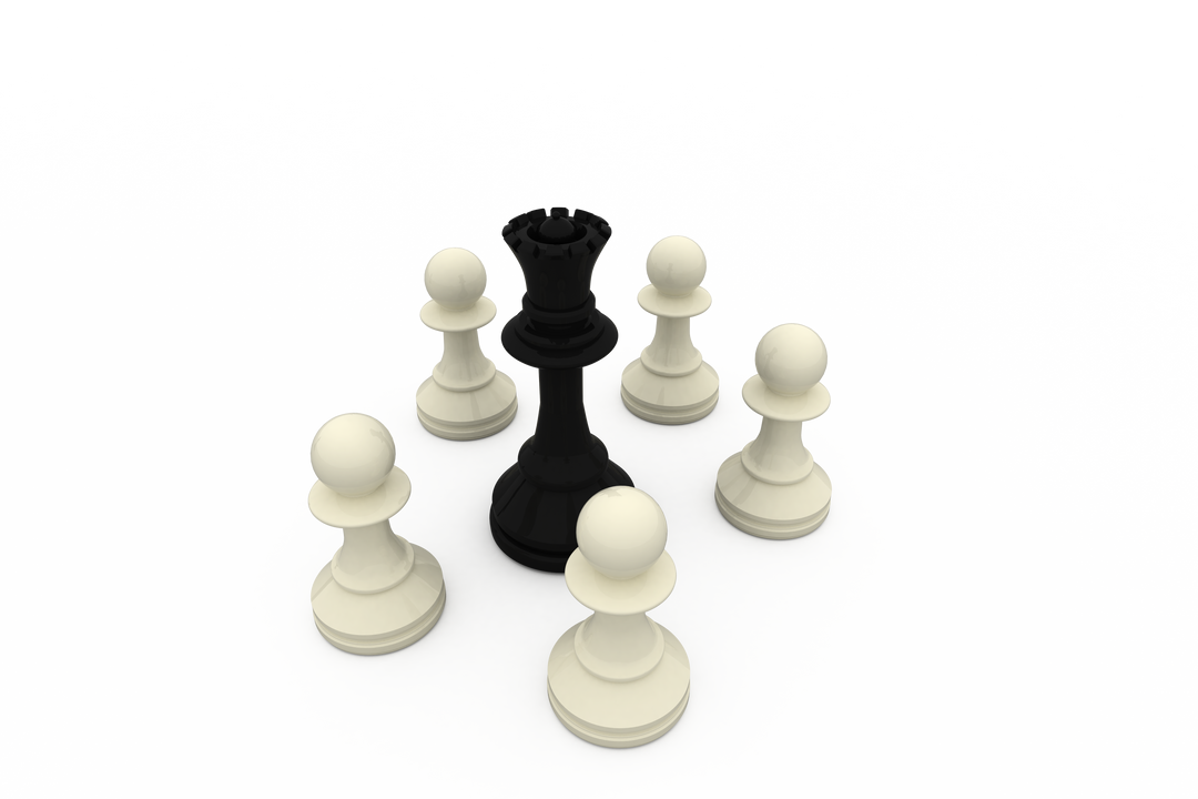 Chess Strategy Concept: Black Queen Surrounded by White Pawns - Download Free Stock Images Pikwizard.com