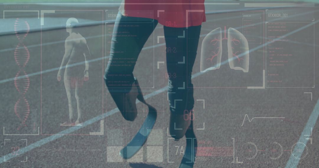 Athlete on Track with Futuristic Health Monitoring Interface