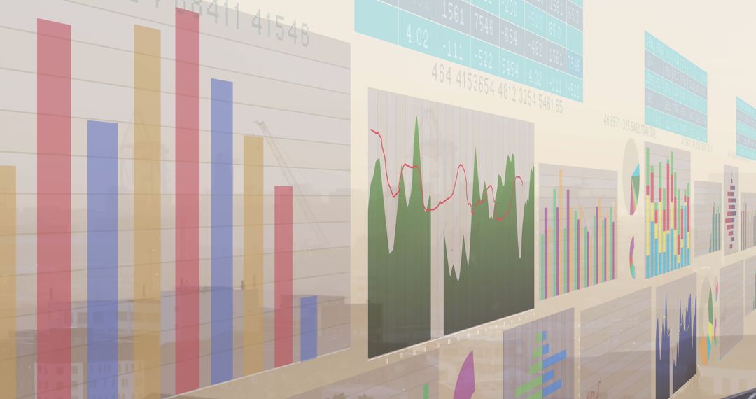 Colorful Financial Data Trends on Multiple Screens