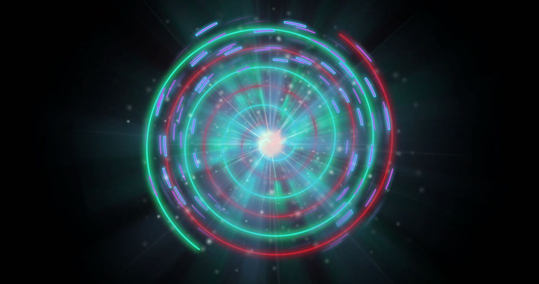 Futuristic Neon Spiral in Holographic Display