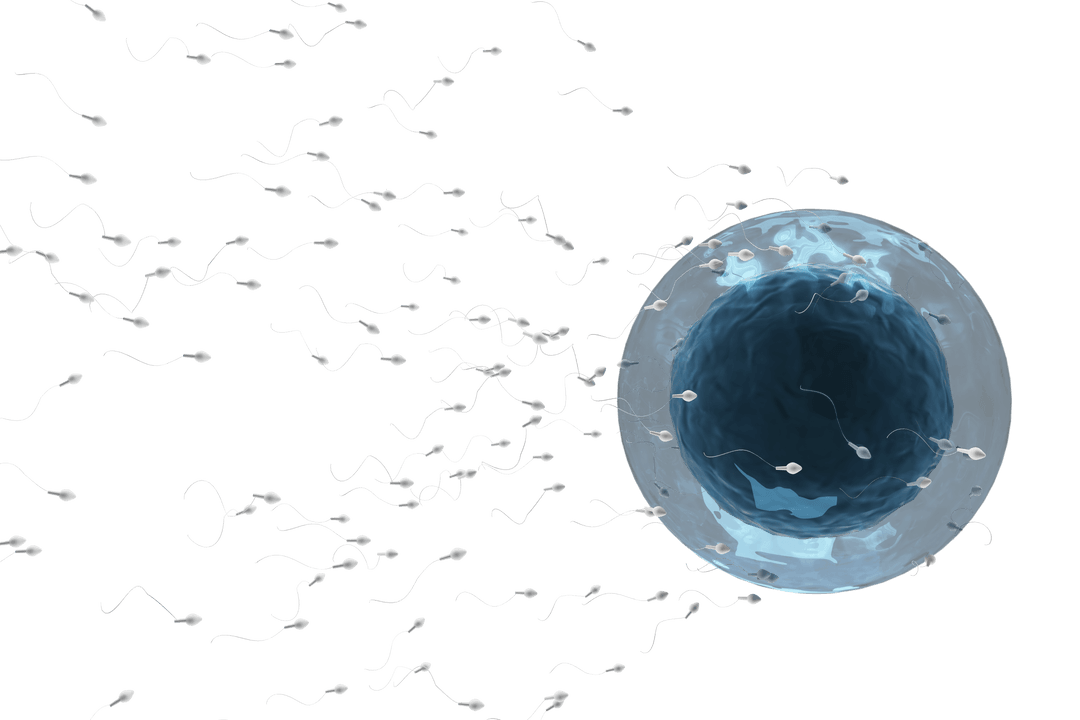 Sperm Swarming Around Egg Transparent Background Concept