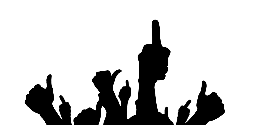 Transparent Silhouette of Thumbs Up Hand Gestures