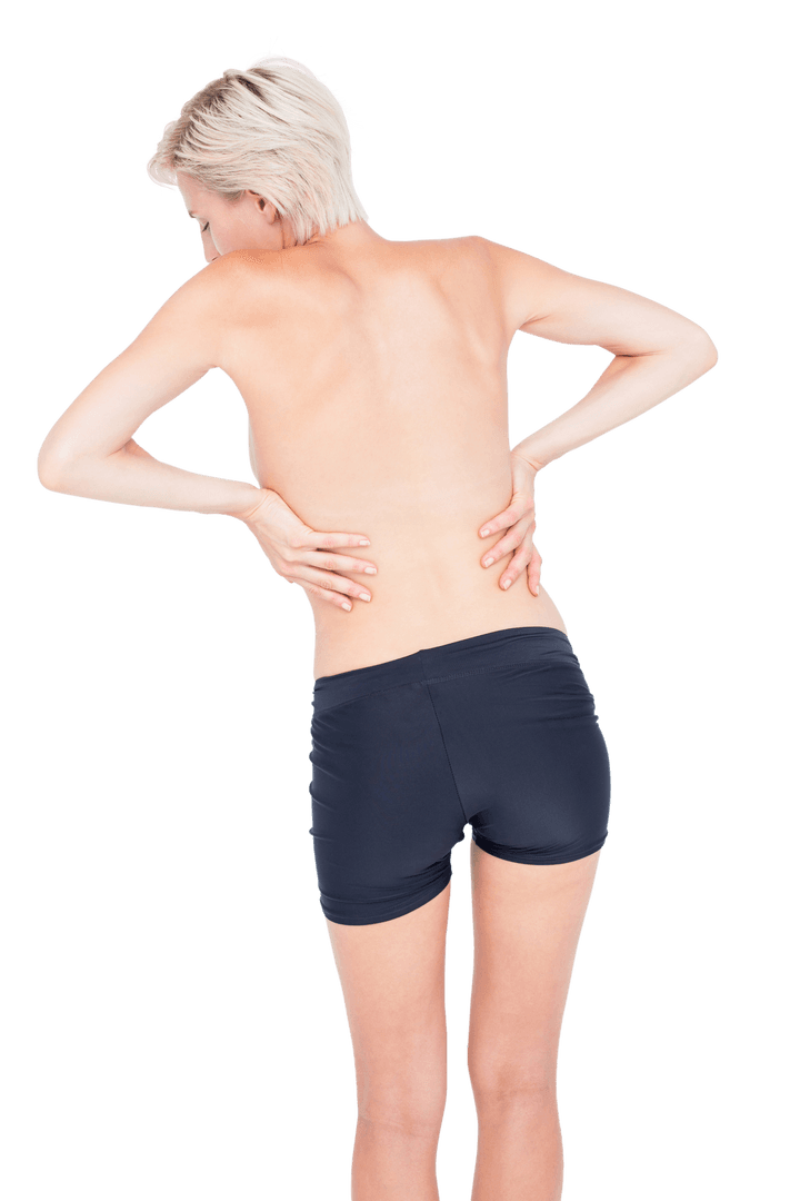 Transparent Woman Suffering Back Pain Looking Uncomfortable