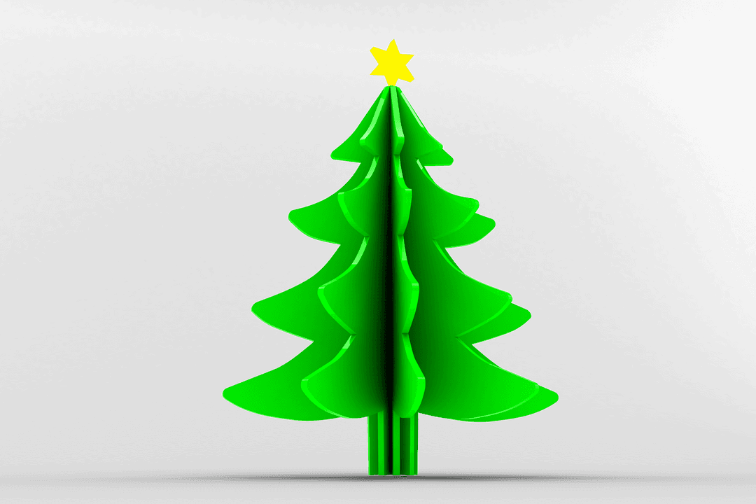 Transparent Christmas Tree with Star Clipart Digital Illustration