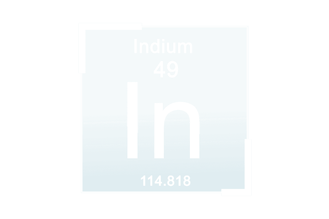 Transparent Indium Element Symbol Icon on Light Blue Background