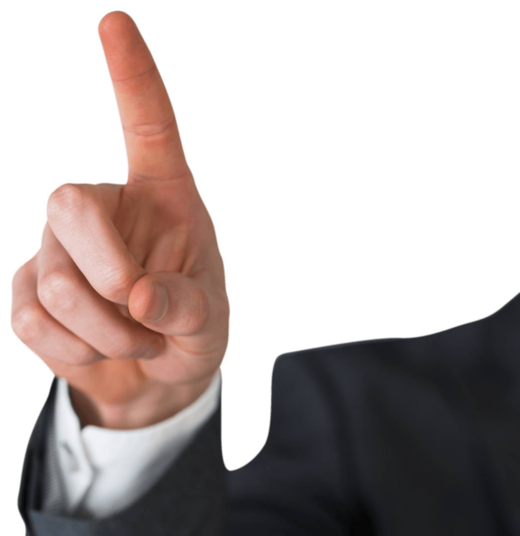 Businessman in Suit Pointing with Transparent Background
