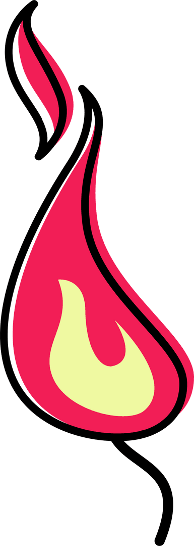 Stylized Flame Icon in Red and Yellow on Transparent Background