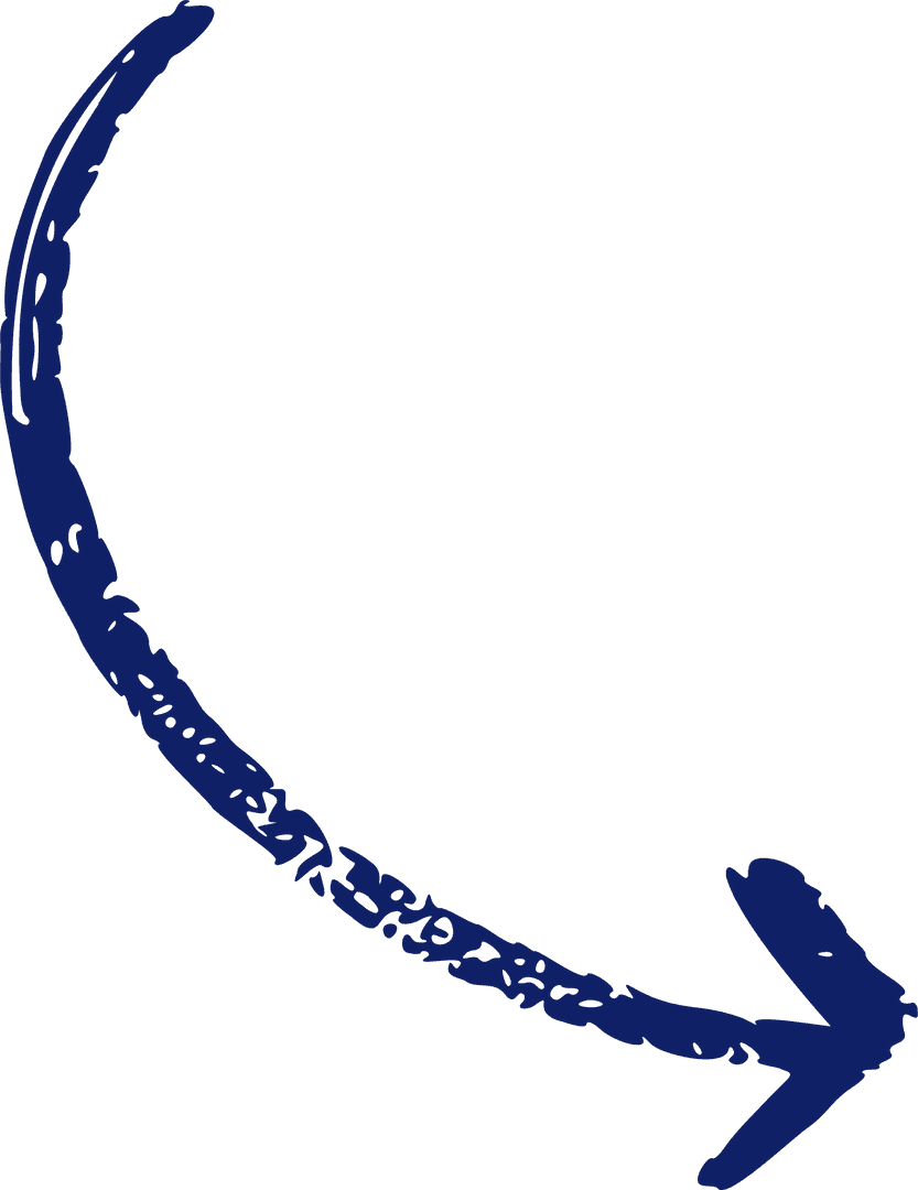 Hand-drawn Blue Arrow on Transparent Background