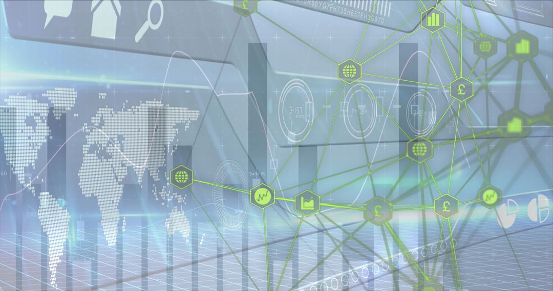 Global Digital Interface with Network Connections Representing Business Communication