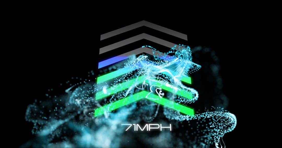 Futuristic Glowing Hand with Digital Arrows and Speed Metric