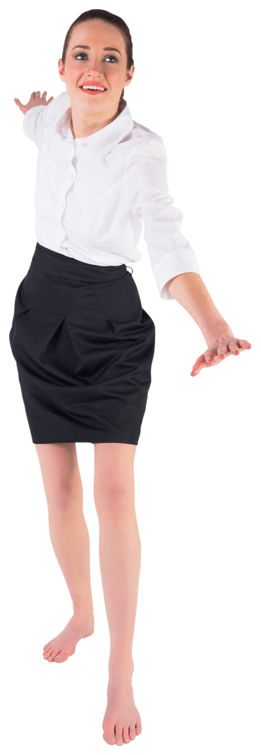 Businesswoman Performing Holistic Balancing Act Transparent Background