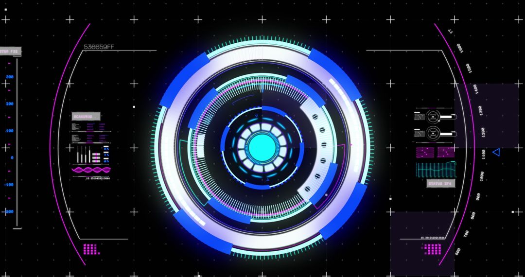 Futuristic Circular Data Interface Analysis on Digital Display