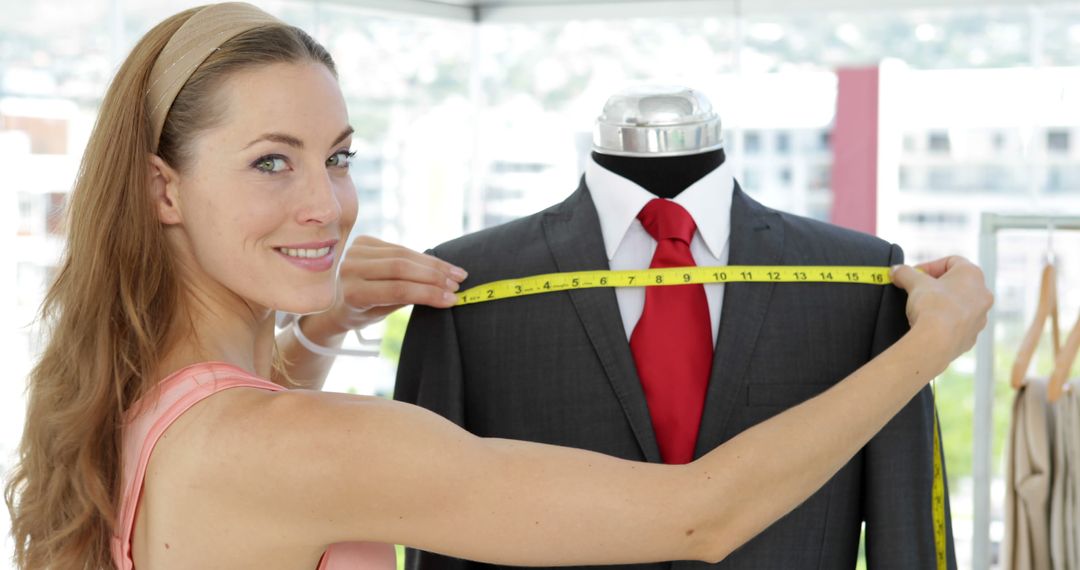 Tailor Measuring Suit with Smile - Free Images, Stock Photos and Pictures on Pikwizard.com