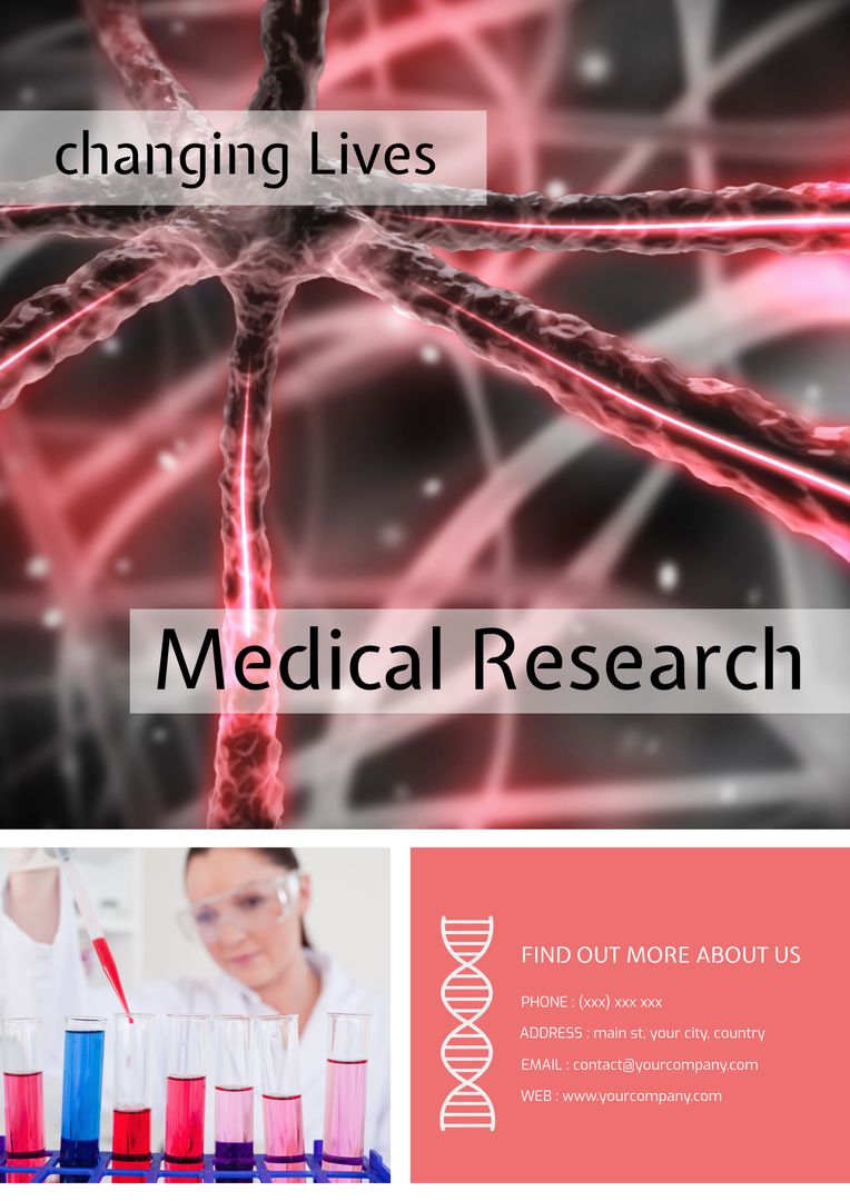 Medical Research Brochure with Neural Visuals for Innovative Presentations - Download Free Stock Templates Pikwizard.com