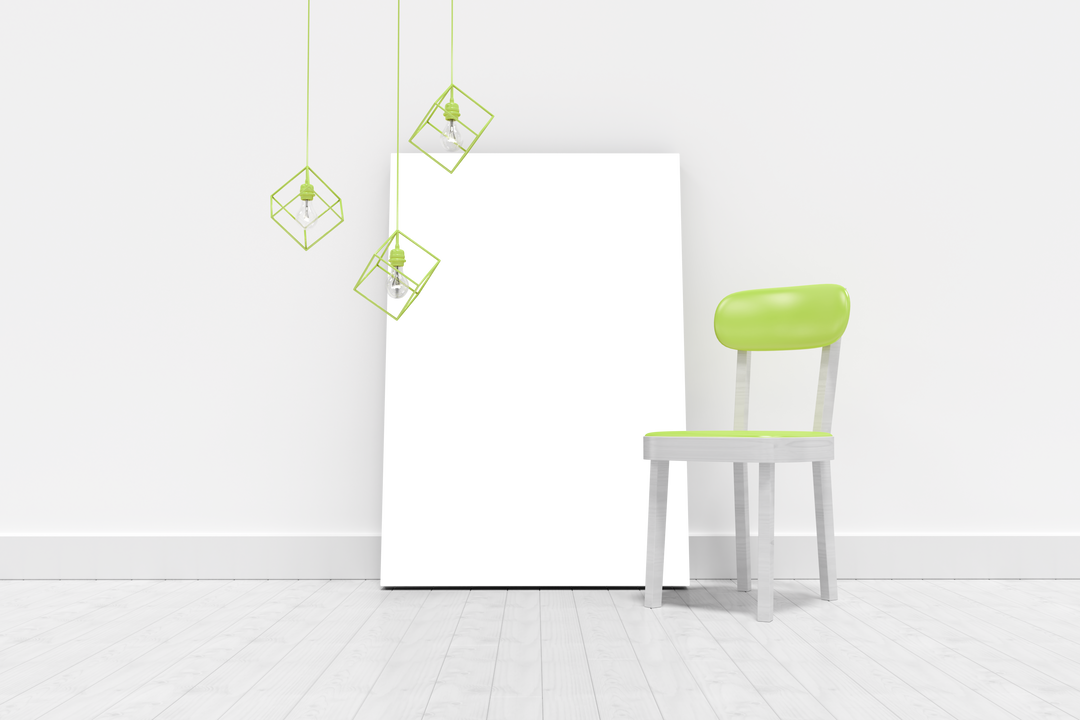 Green Chair and Transparent Whiteboard in Modern Minimalist Home - Download Free Stock Images Pikwizard.com