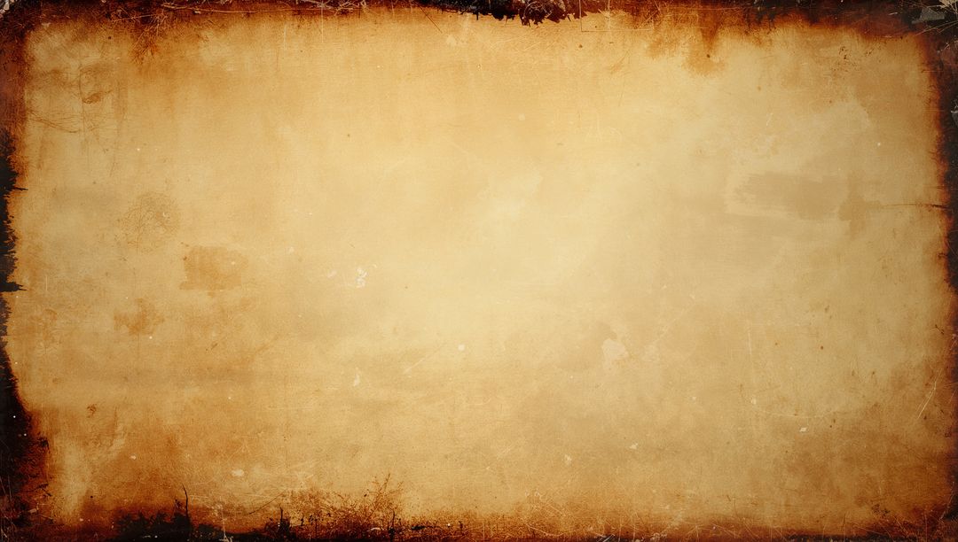 Aged parchment showing burnt vignette border, distressed vintage paper texture for design