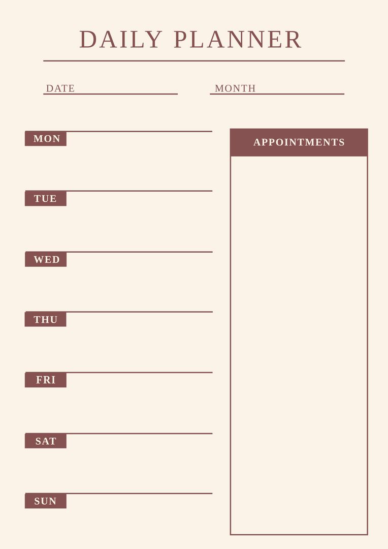 Minimalist Weekly Planner for Organizing Appointments - Download Free Stock Templates Pikwizard.com