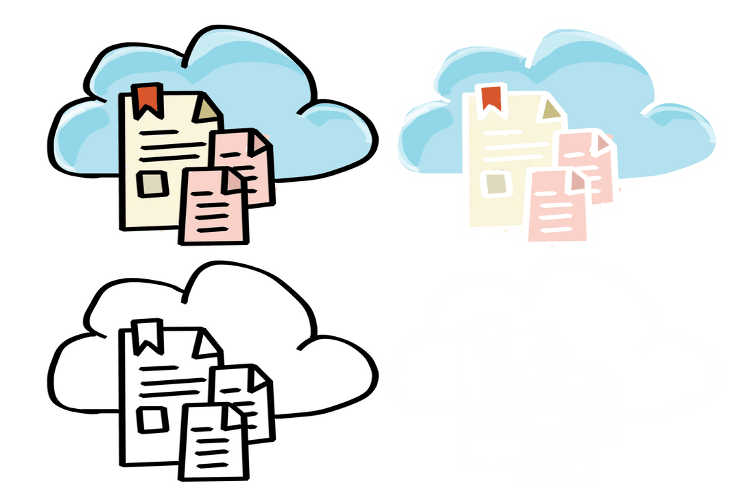 Digital Illustrations of Cloud Computing with Documents on Transparent Background - Download Free Stock Images Pikwizard.com