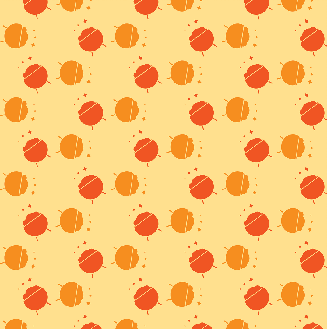 Seamless Pattern of Orange and Yellow Cauldrons on Transparent Background