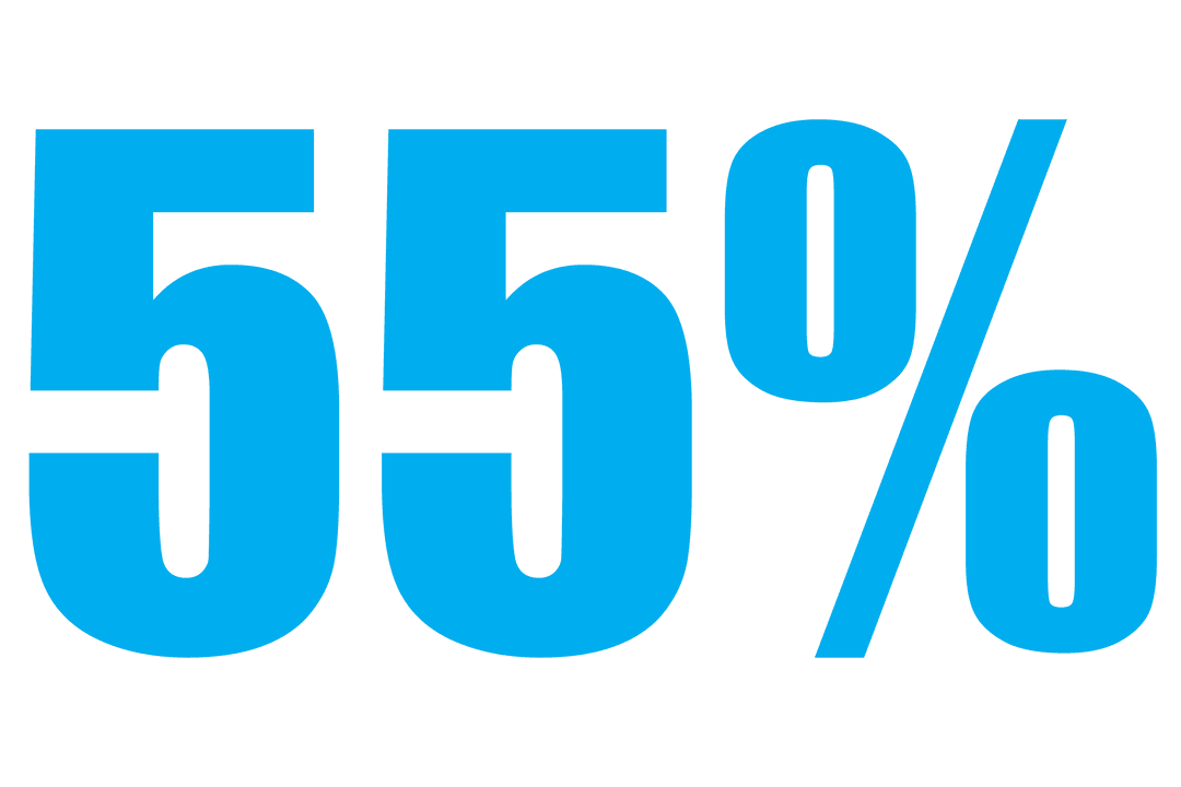 Bright Transparent Numeric Graphic Displaying 55 Percent