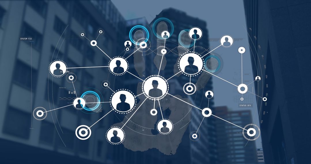 Network of Digital Connections Over Biometric Handprint