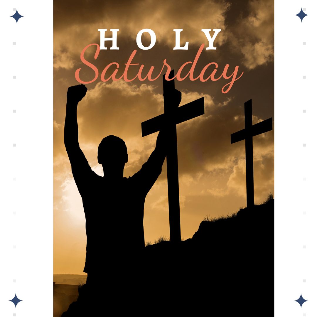 Holy Saturday Celebration with Silhouette and Crosses - Download Free Stock Templates Pikwizard.com