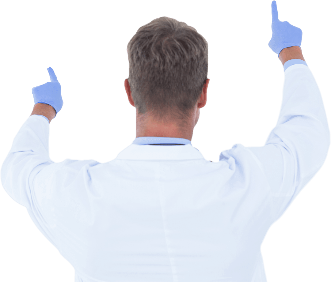 Transparent Effect with Rear View of Doctor Interacting