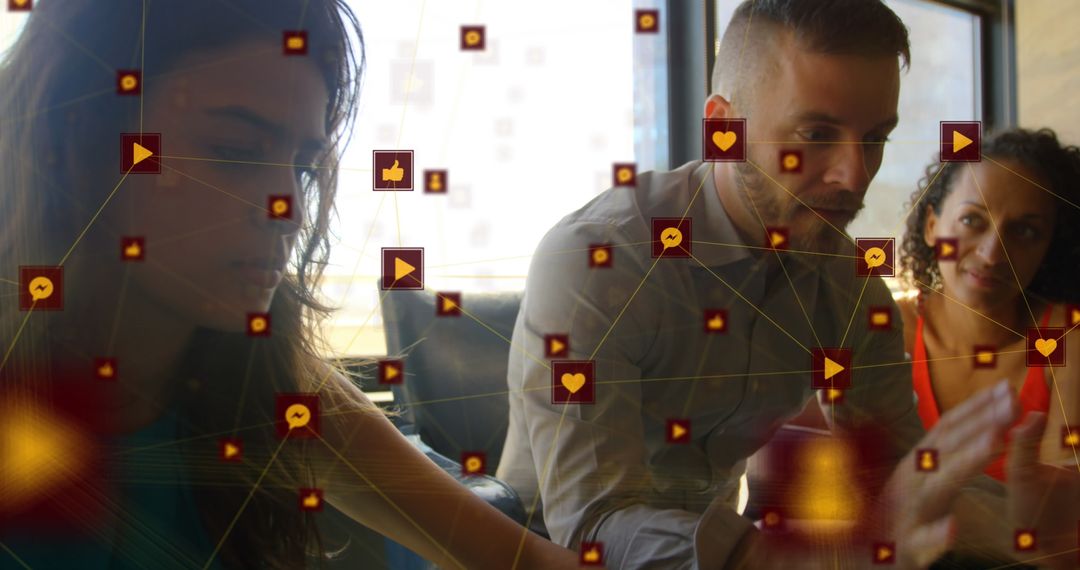 Business Team Analyzing Global Digital Interface Connections