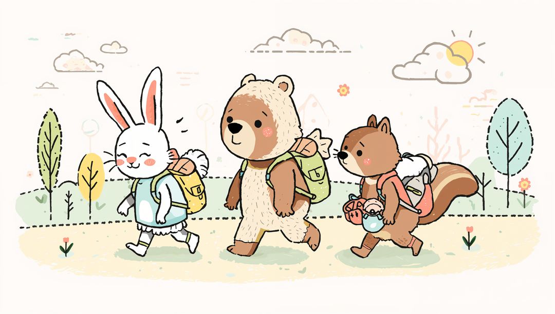 Adventurous Animals on Whimsical Nature Trail