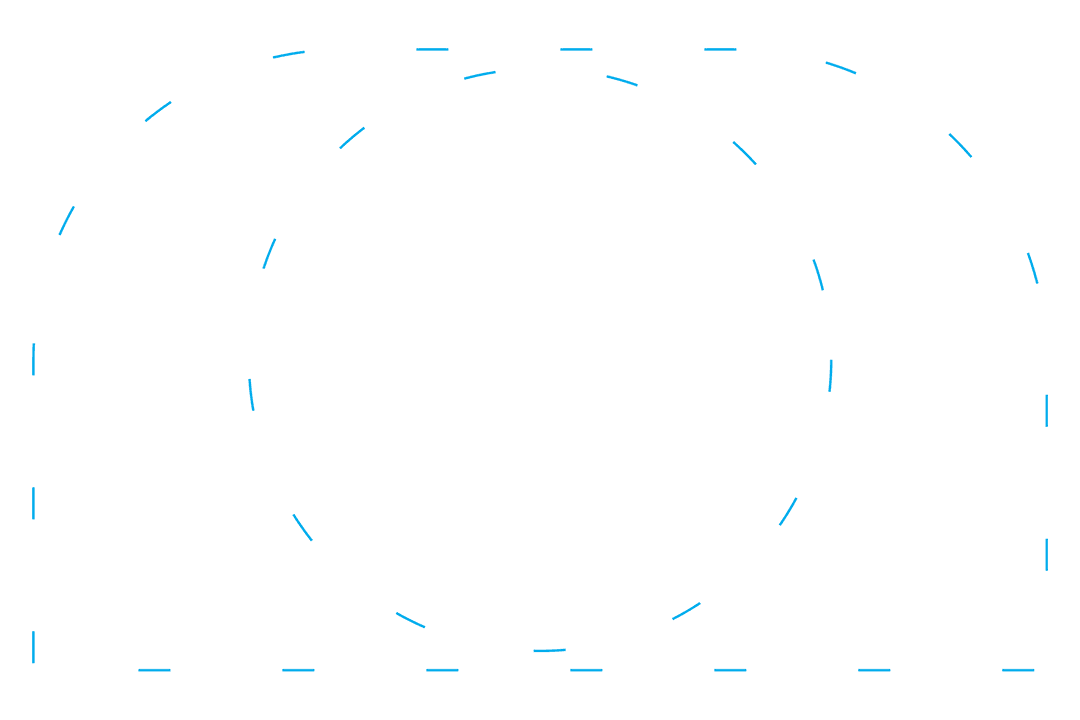 Blue Dashed Circles with Copy Space on Transparent Background