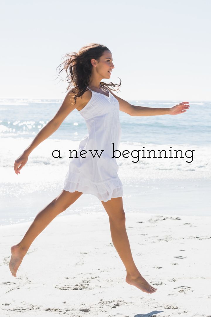 Joyful Woman Enjoying Beach Symbolizing New Beginnings