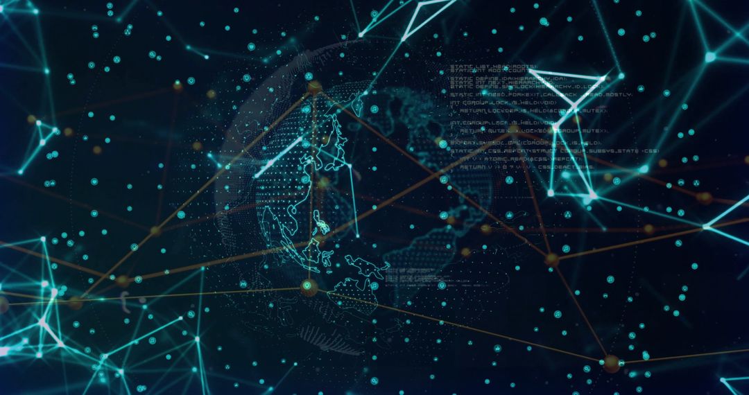 Futuristic Global Network with Spinning Wireframe Globe